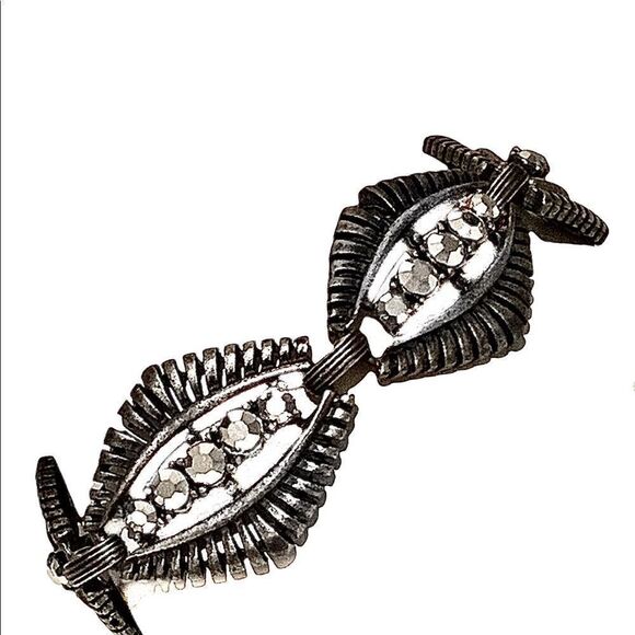 Vintage Banana Bob modernist silver aurum crystal bracelet new old stock 7” - Picture 6 of 9